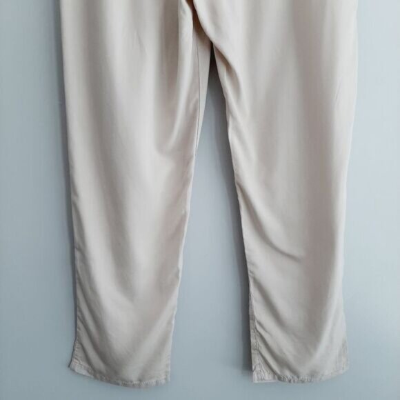 GAP Paper-Bag High Waist Tie Belt Lightweight Crop Pants Cream Sz 16 - Picture 7 of 9